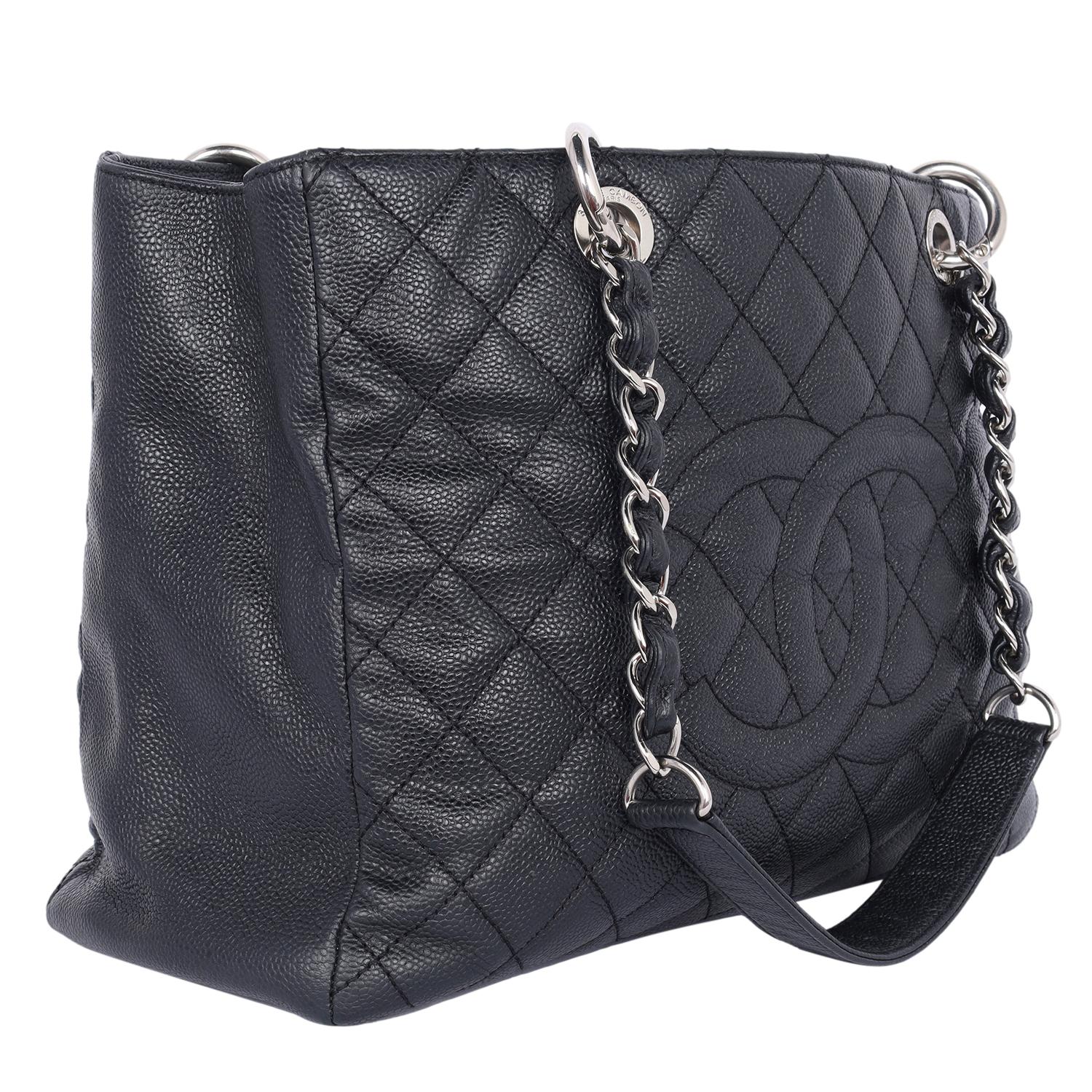 Women's Chanel Caviar Leather Grand Shopping Tote Black