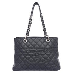 Used Chanel Caviar Leather Grand Shopping Tote Black