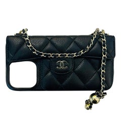 Chanel Caviar Leather iPhone Case On Chain