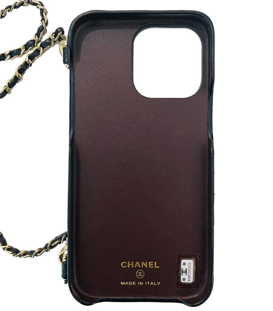 Black Chanel Caviar Leather iPhone Case On Chain
