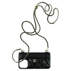 Used Chanel Caviar Leather iPhone Case On Chain