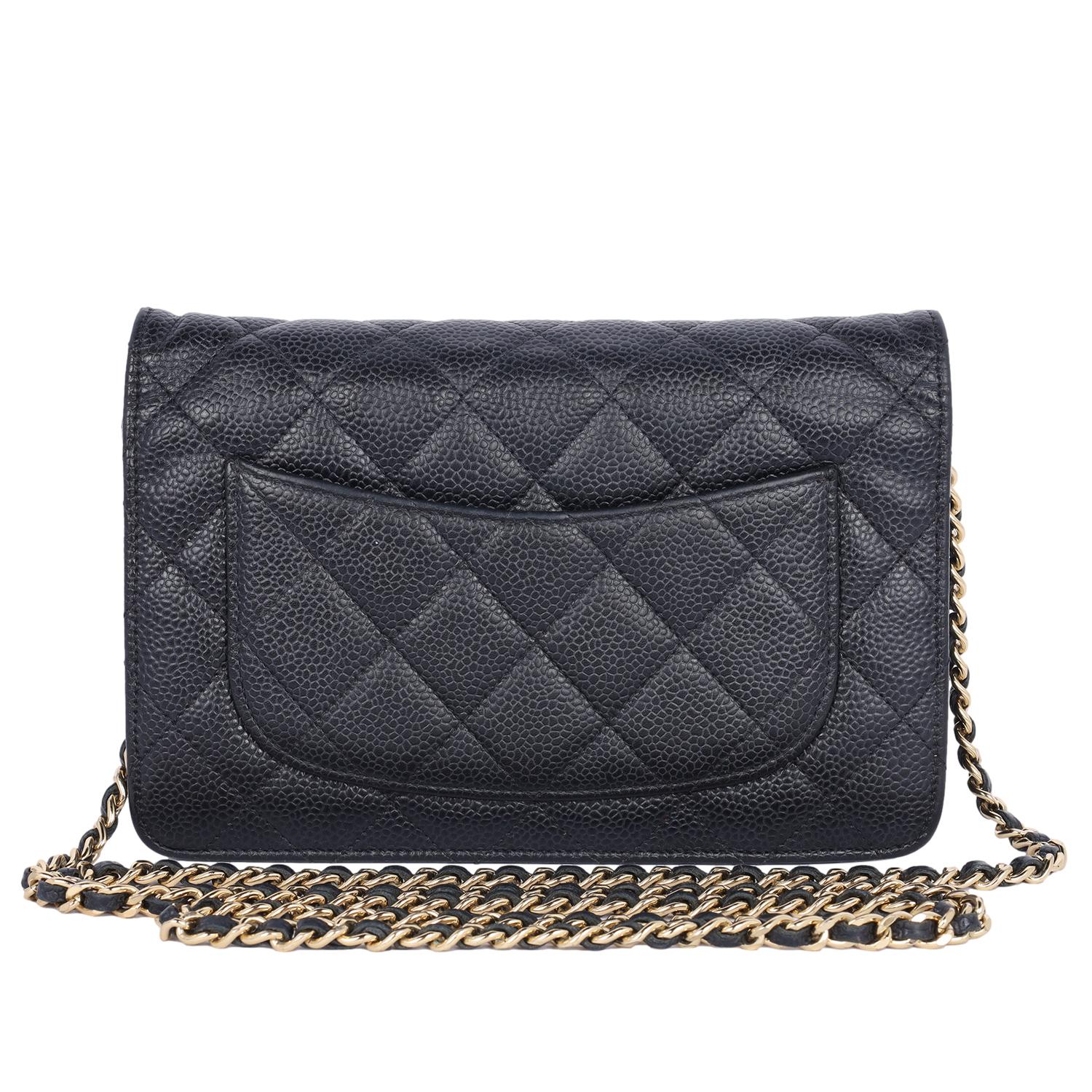 Chanel Caviar Leather Mini Wallet On A Chain Quilted Front Flap In Good Condition In Salt Lake Cty, UT