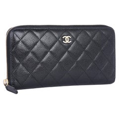 Chanel Caviar Leather Quilted Zippy Wallet Black