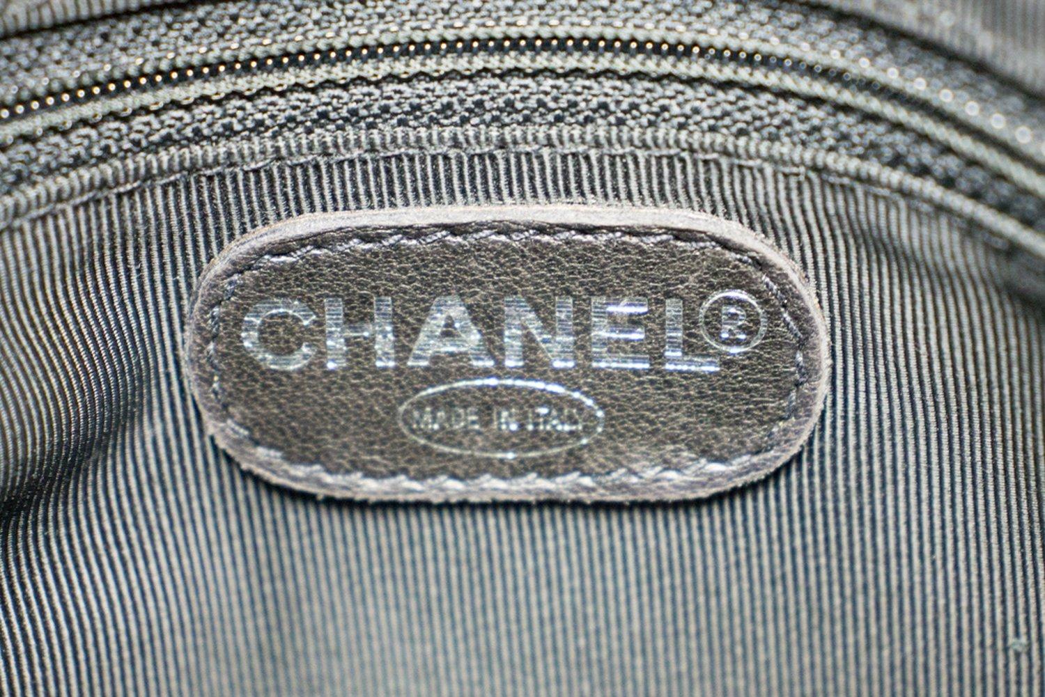CHANEL Caviar Logo Chain Shoulder Bag Leather Black Silver Hardwar 11