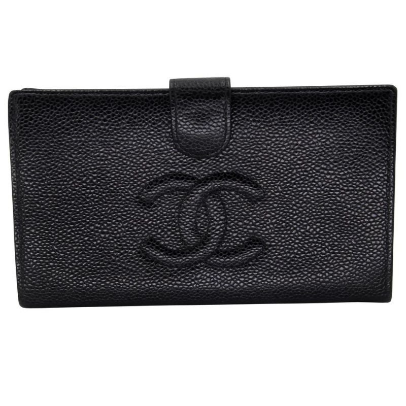 Chanel Kaviar Langes Leder CC Französische Geldbörse CC-0213N-0026 im Angebot