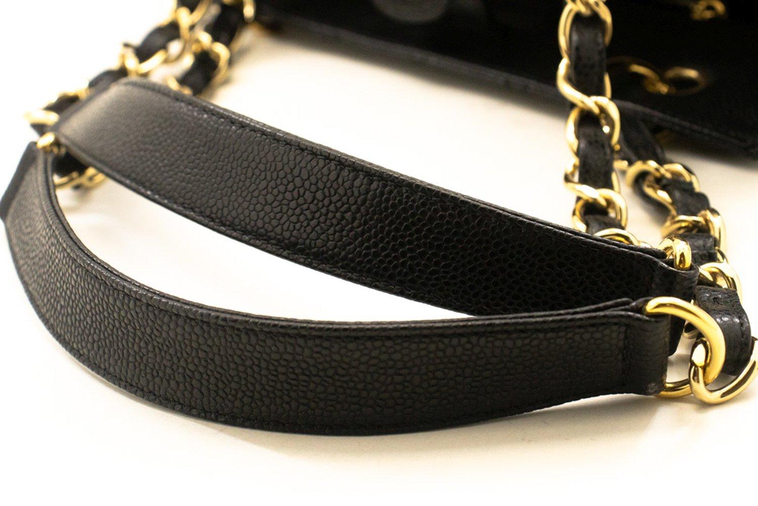 CHANEL Caviar PST Chain Shoulder Shopping Tote Bag Black Quilted For Sale 10