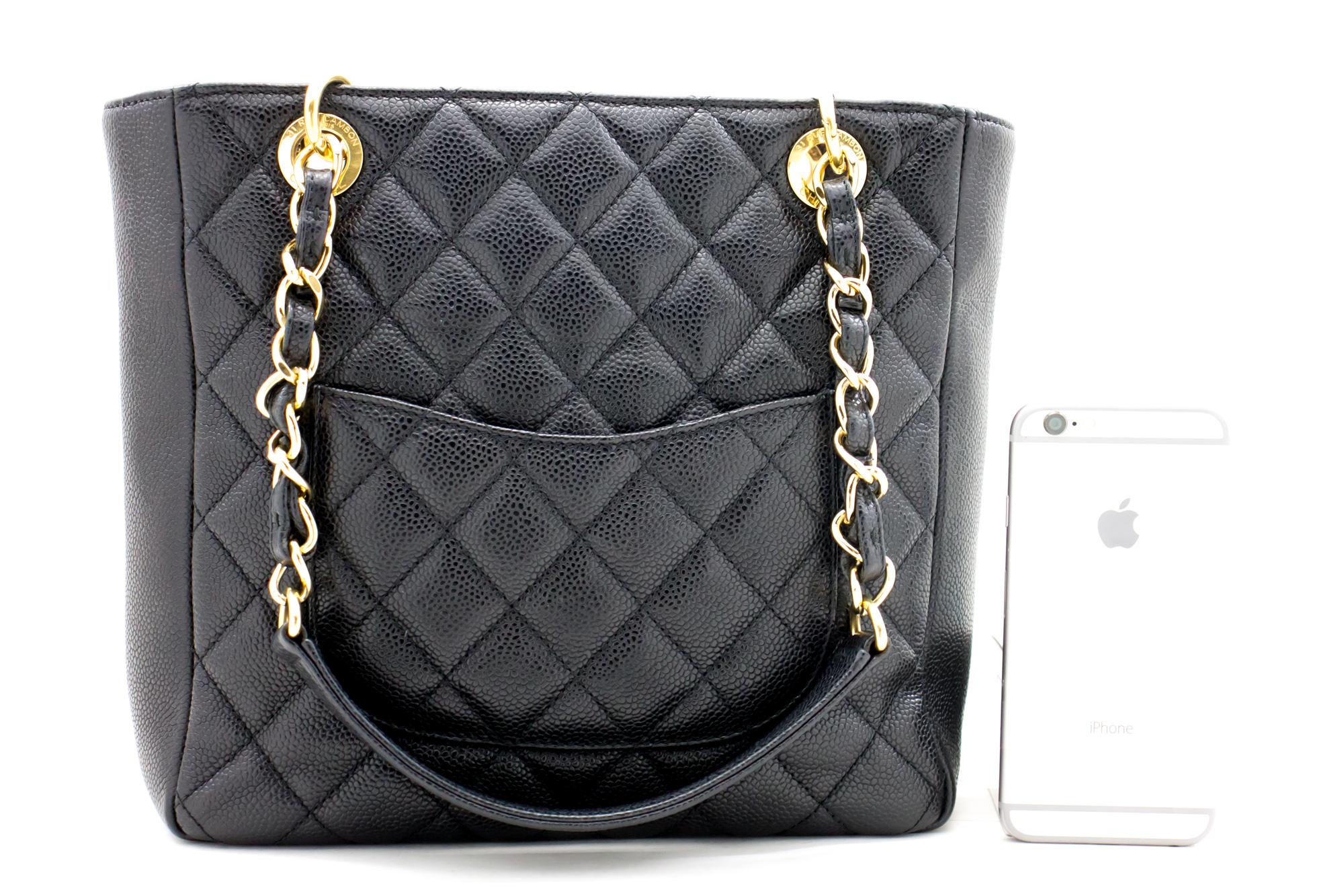 CHANEL Caviar PST Chain Shoulder Shopping Tote Bag Black Quilted In Good Condition In Takamatsu-shi, JP
