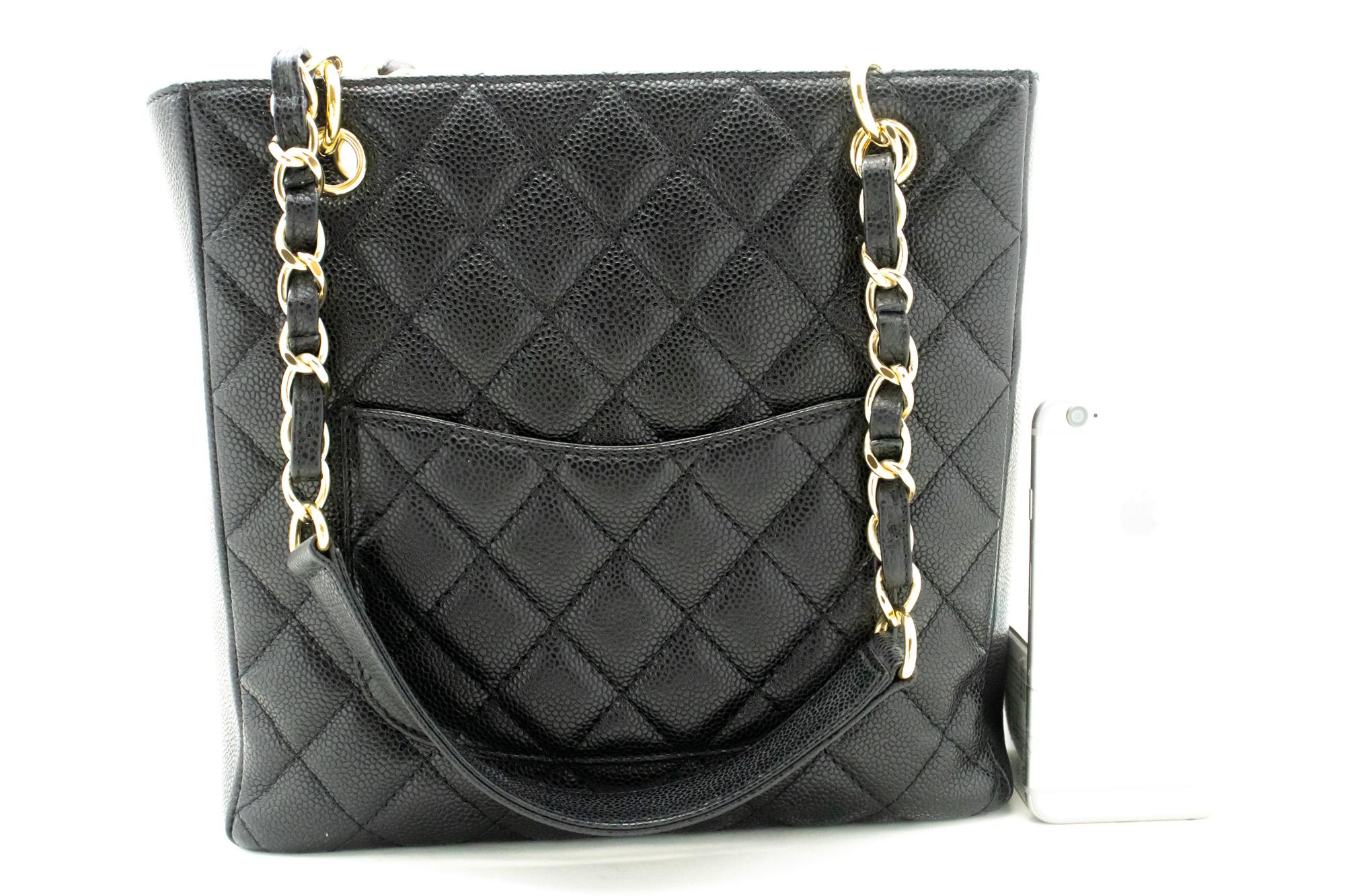 CHANEL Caviar PST Chain Shoulder Shopping Tote Bag Black Quilted In Good Condition For Sale In Takamatsu-shi, JP