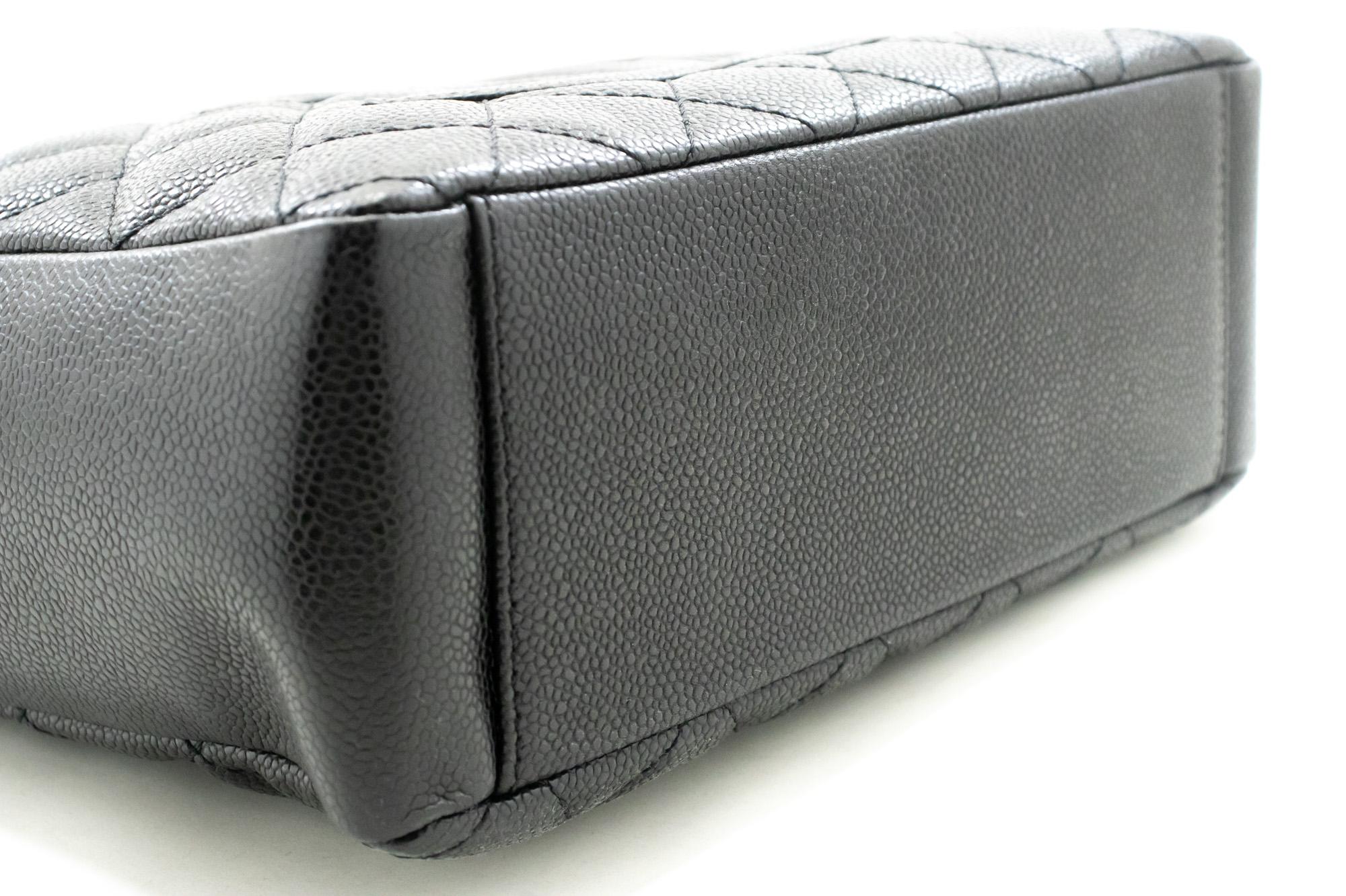 Women's CHANEL Caviar PST Chain Shoulder Shopping Tote Bag Black Quilted For Sale