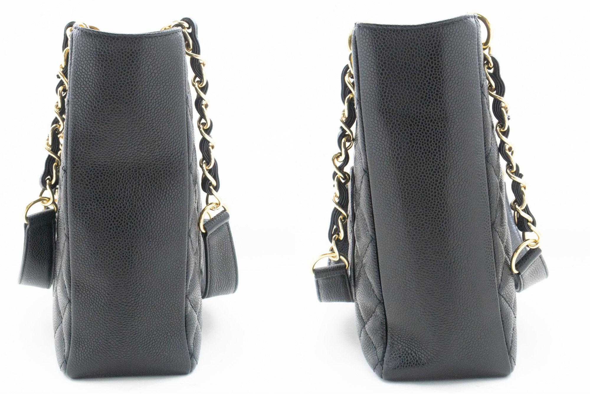 CHANEL Caviar PST Chain Shoulder Shopping Tote Bag Black Quilted For Sale 1