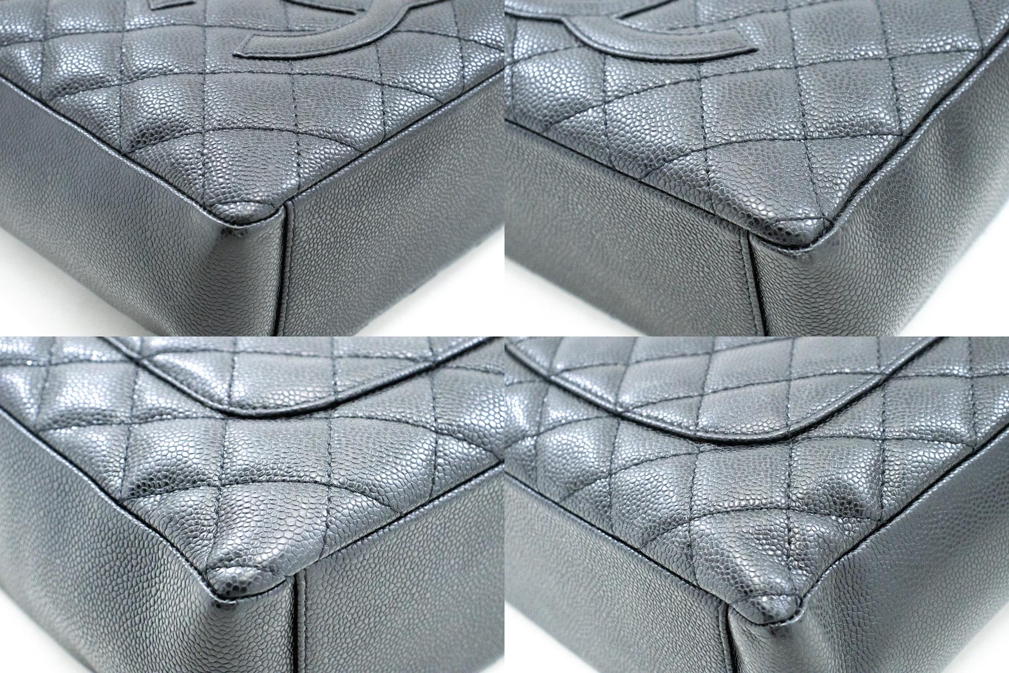 CHANEL Caviar PST Chain Shoulder Shopping Tote Bag Black Quilted For Sale 2