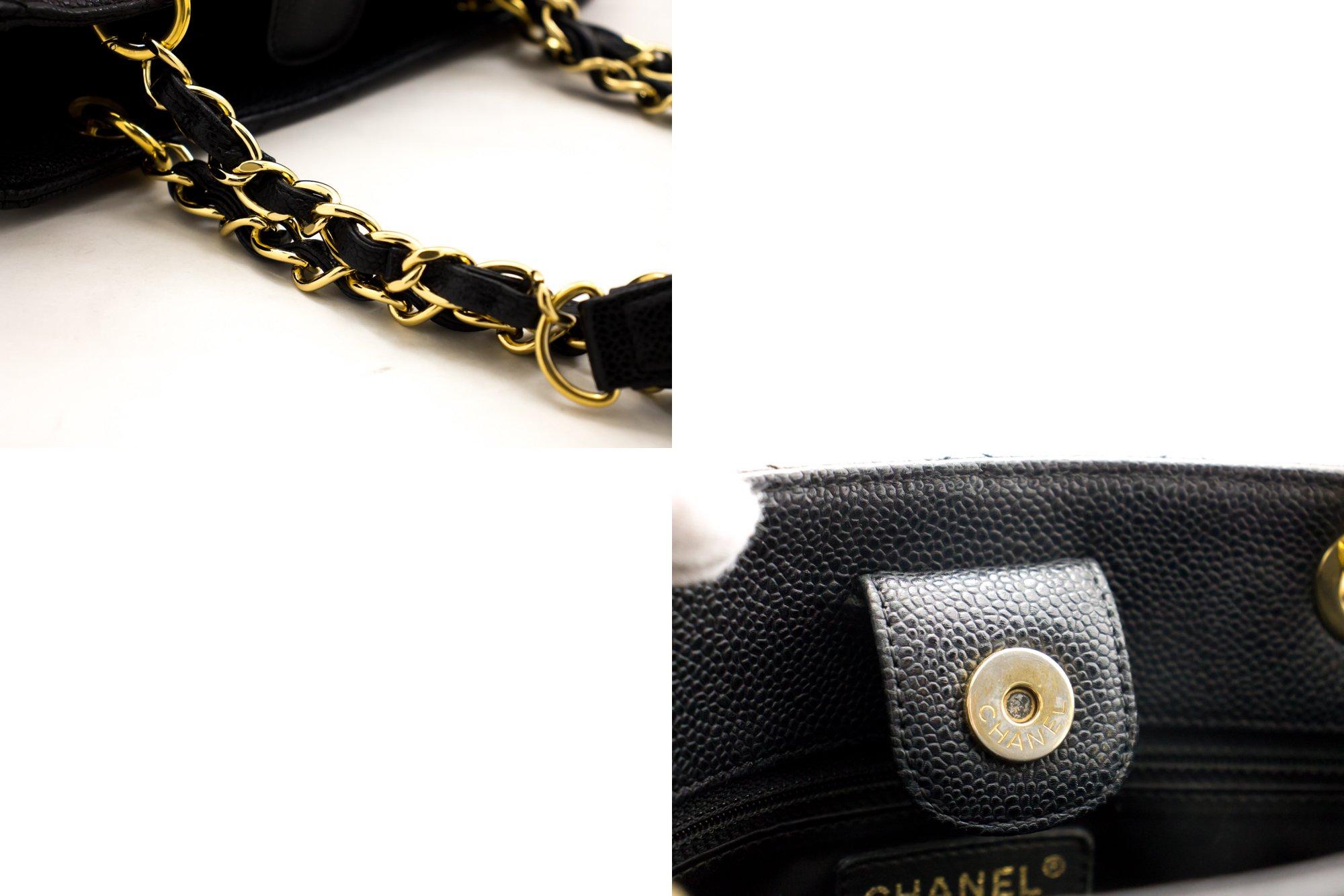 CHANEL Caviar PST Chain Shoulder Shopping Tote Bag Black Quilted 3
