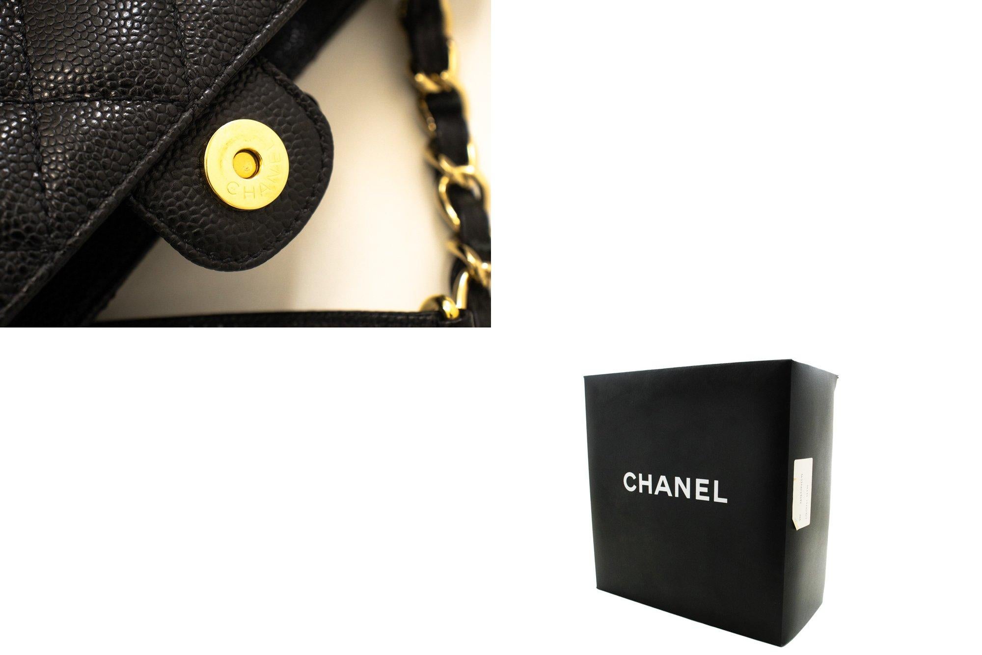 CHANEL Caviar PST Chain Shoulder Shopping Tote Bag Black Quilted For Sale 4