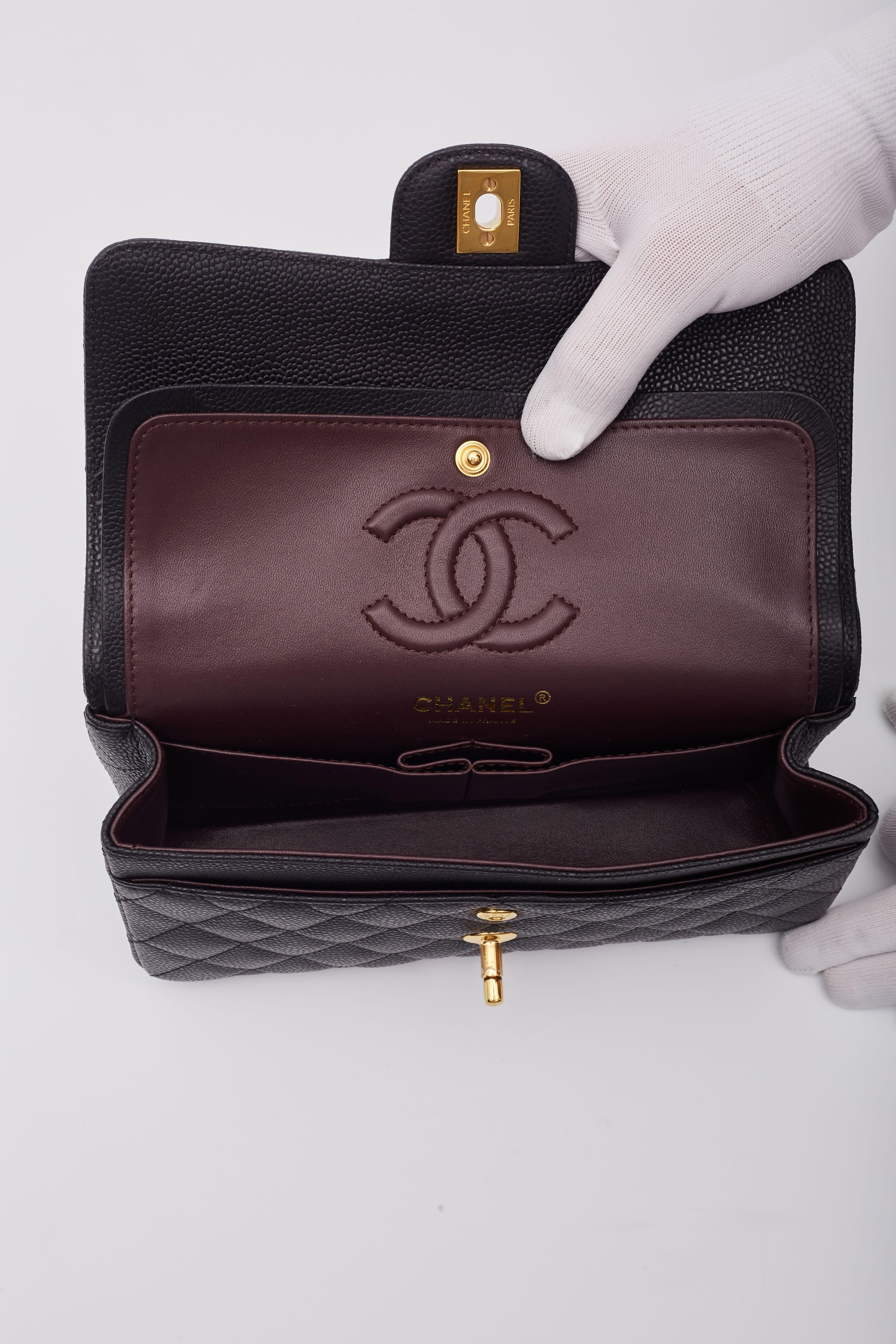 Chanel Caviar Quilted Black Double Flap Bag Small For Sale 7