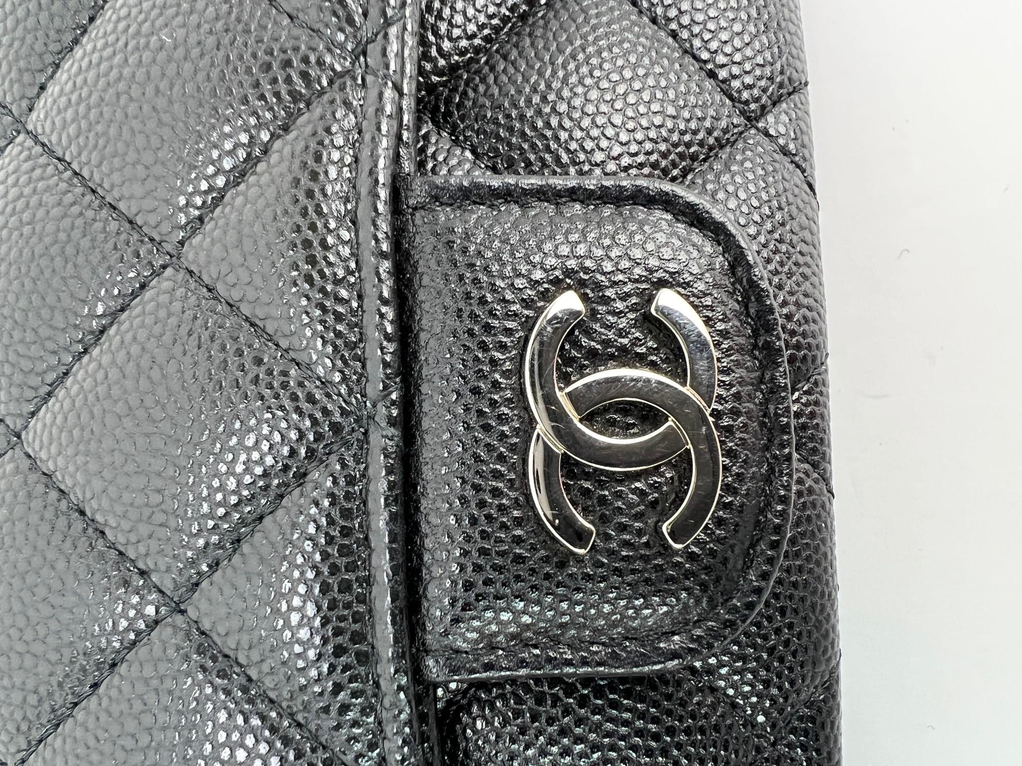 Chanel Caviar Quilted Black Leather Glasses Case with Chain Crossbody Bag 7