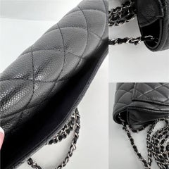 Chanel Caviar Quilted Black Leather Glasses Case with Chain Crossbody Bag