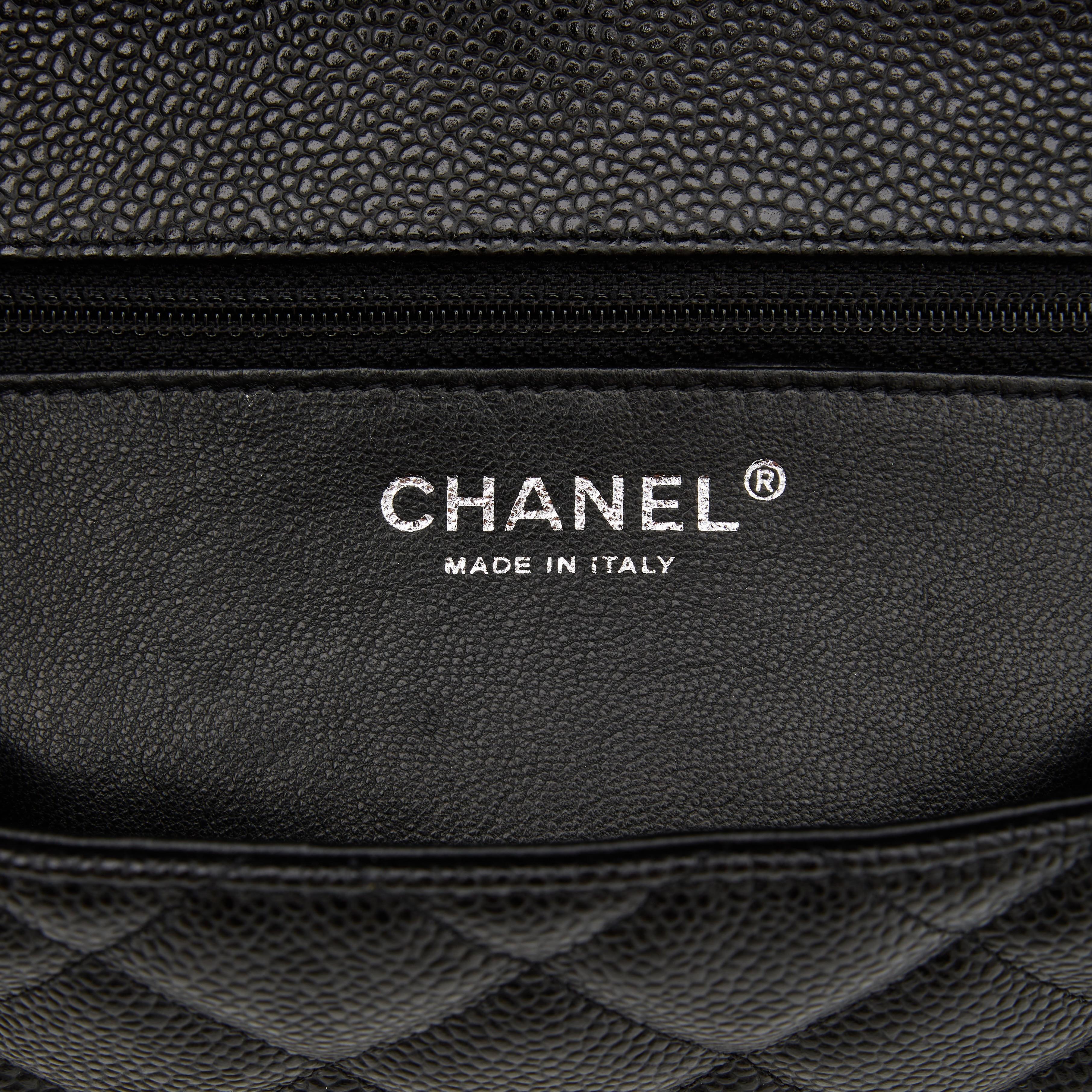 Chanel Caviar Quilted Black Jumbo Classic Single Flap Bag (2009) For Sale 2