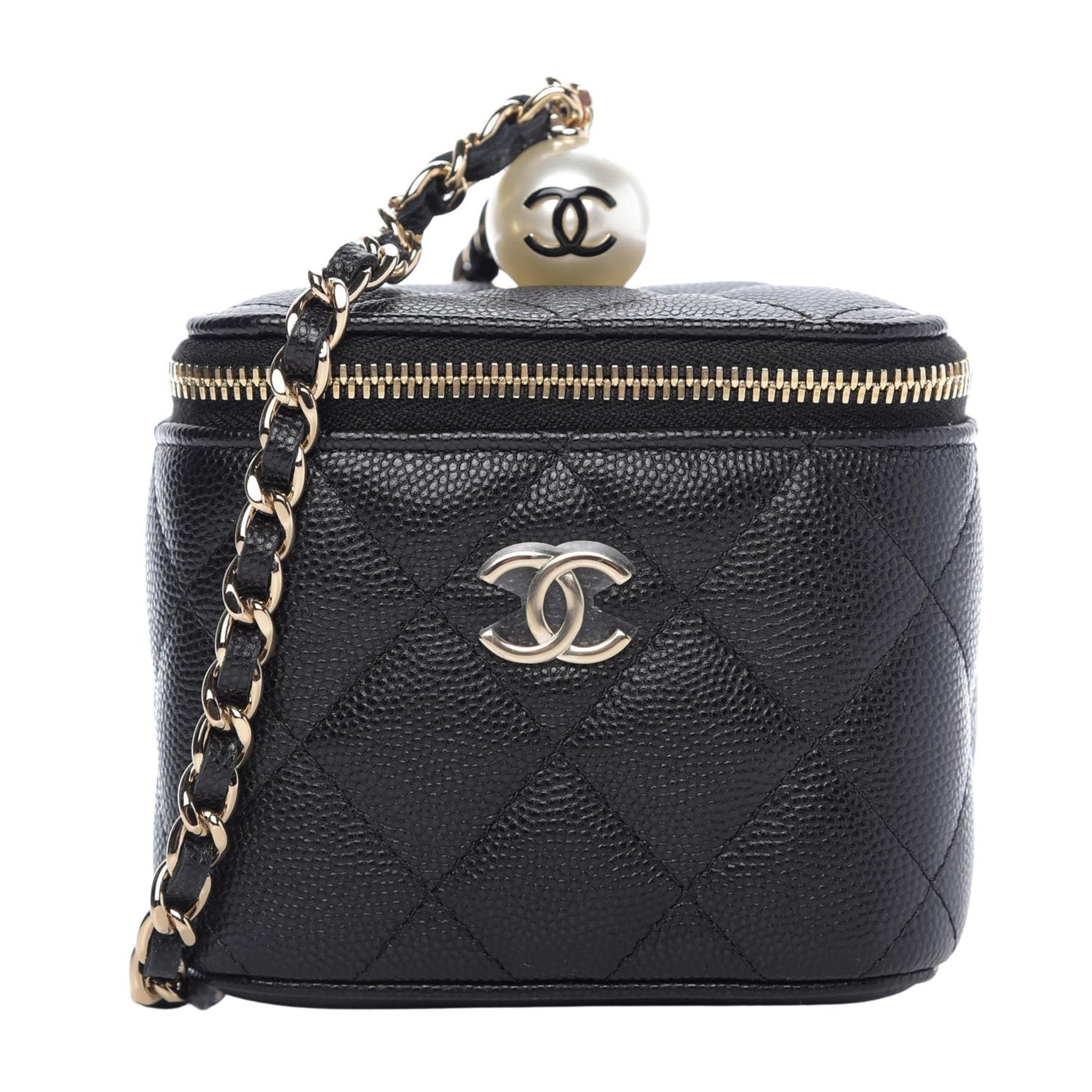 Introducir 76+ imagen chanel caviar quilted vanity with chain black