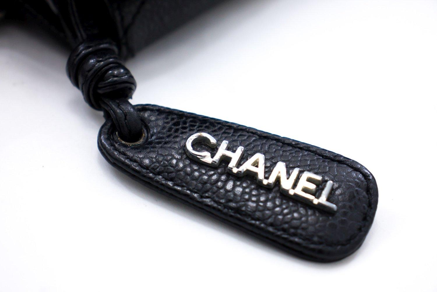 CHANEL Caviar Quilted Chain Shoulder Bag Leather Black Silver Hw 9