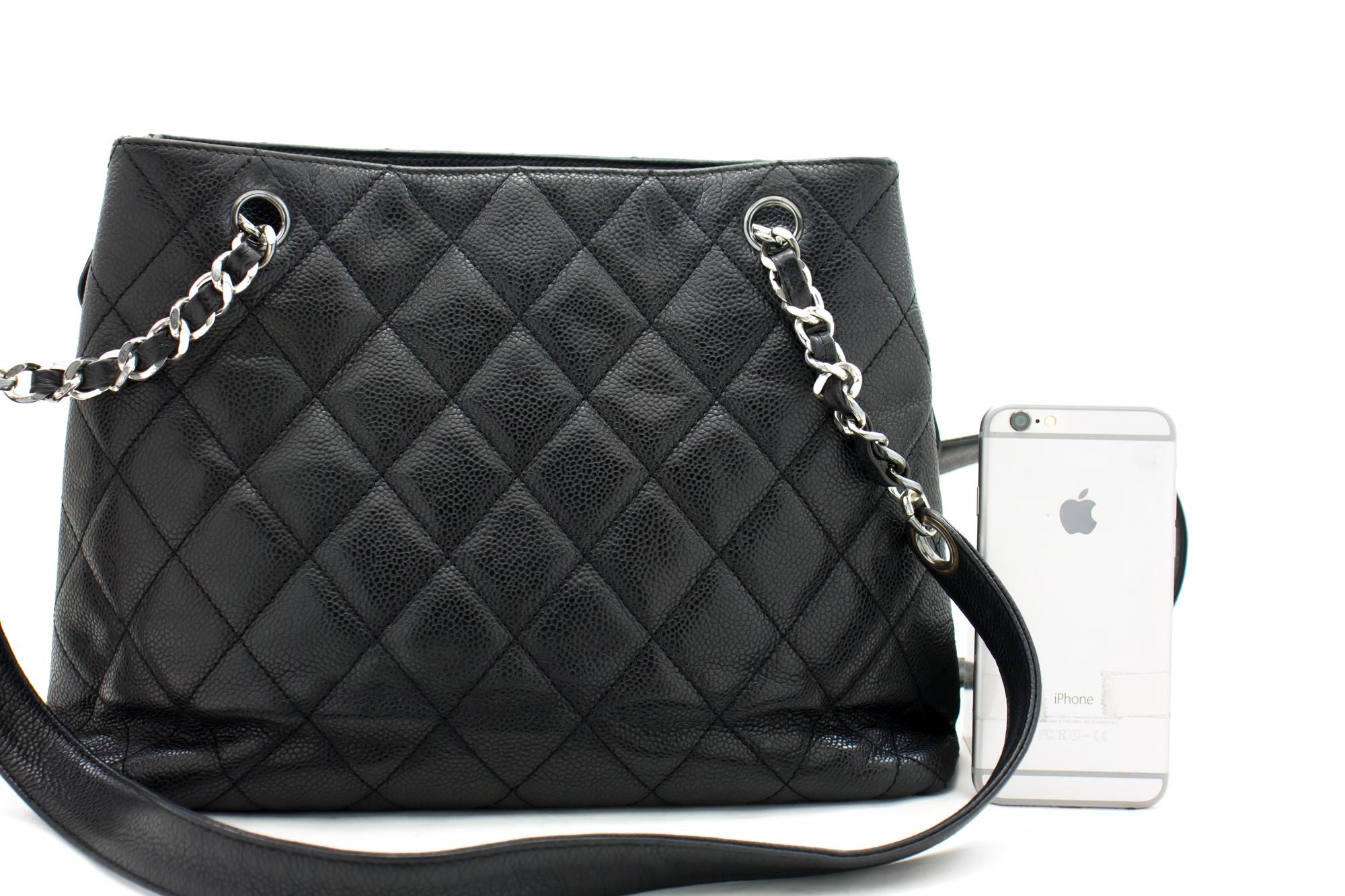 CHANEL Caviar Quilted Chain Shoulder Bag Leather Black Silver Hw In Good Condition In Takamatsu-shi, JP