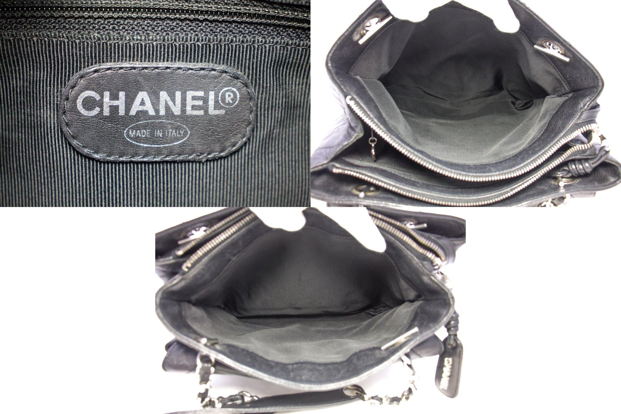 CHANEL Caviar Quilted Chain Shoulder Bag Leather Black Silver Hw 4