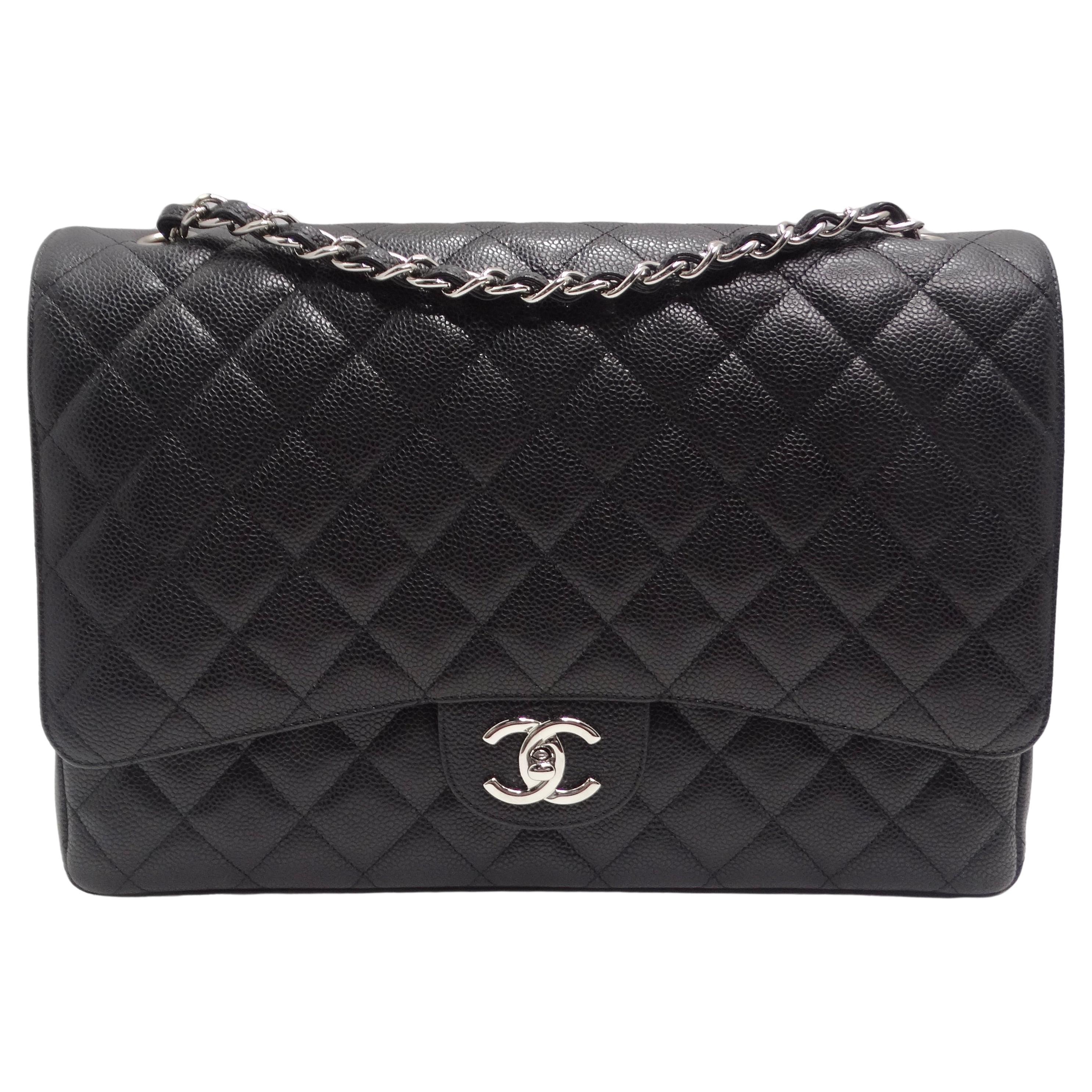 Chanel Caviar Quilted Jumbo Double Flap Black For Sale