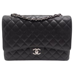 Used Chanel Caviar Quilted Jumbo Double Flap Black