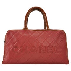 CHANEL Caviar Quilted Large Bowler Bag Red