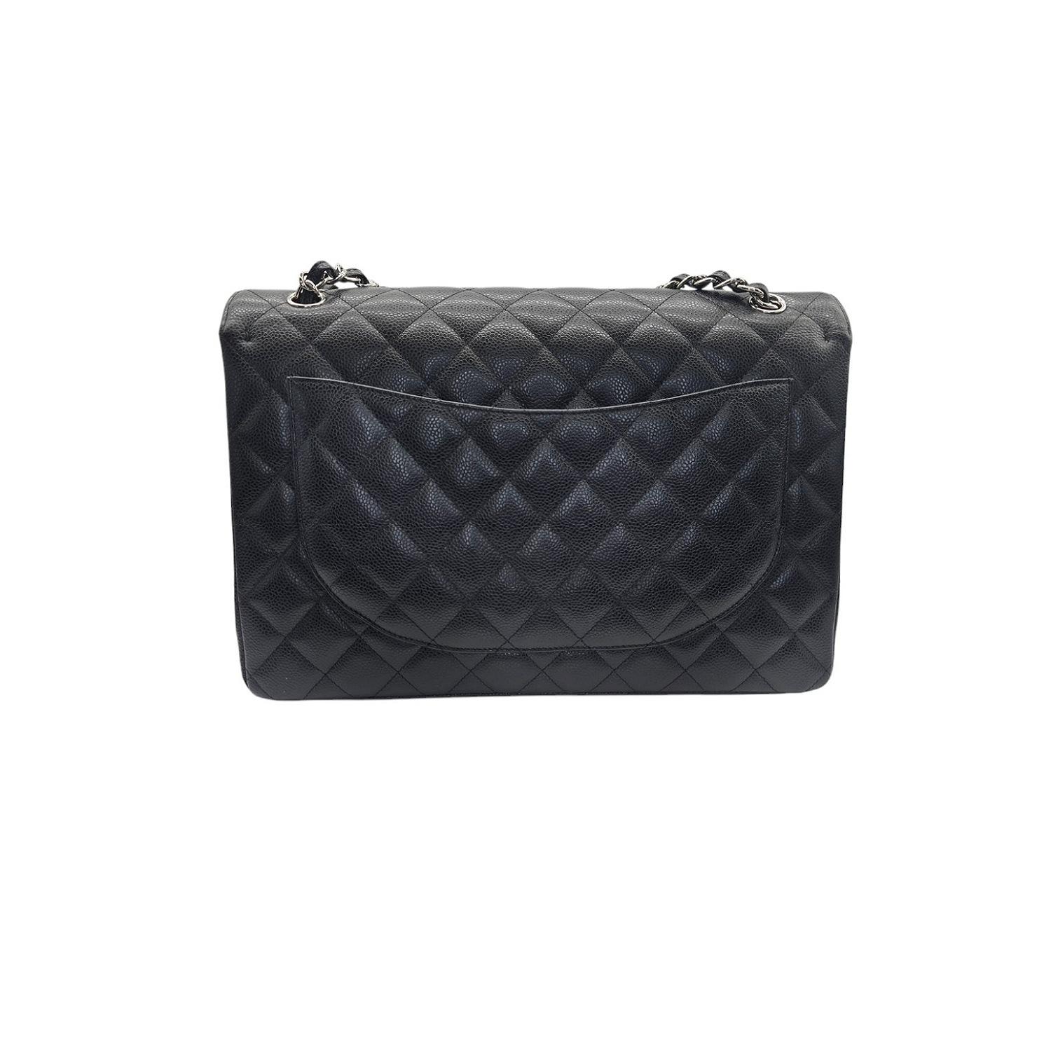 Chanel Caviar Quilted Maxi Classic Double Flap Black For Sale 1