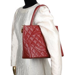 CHANEL Caviar Quilted Medallion Tote Red