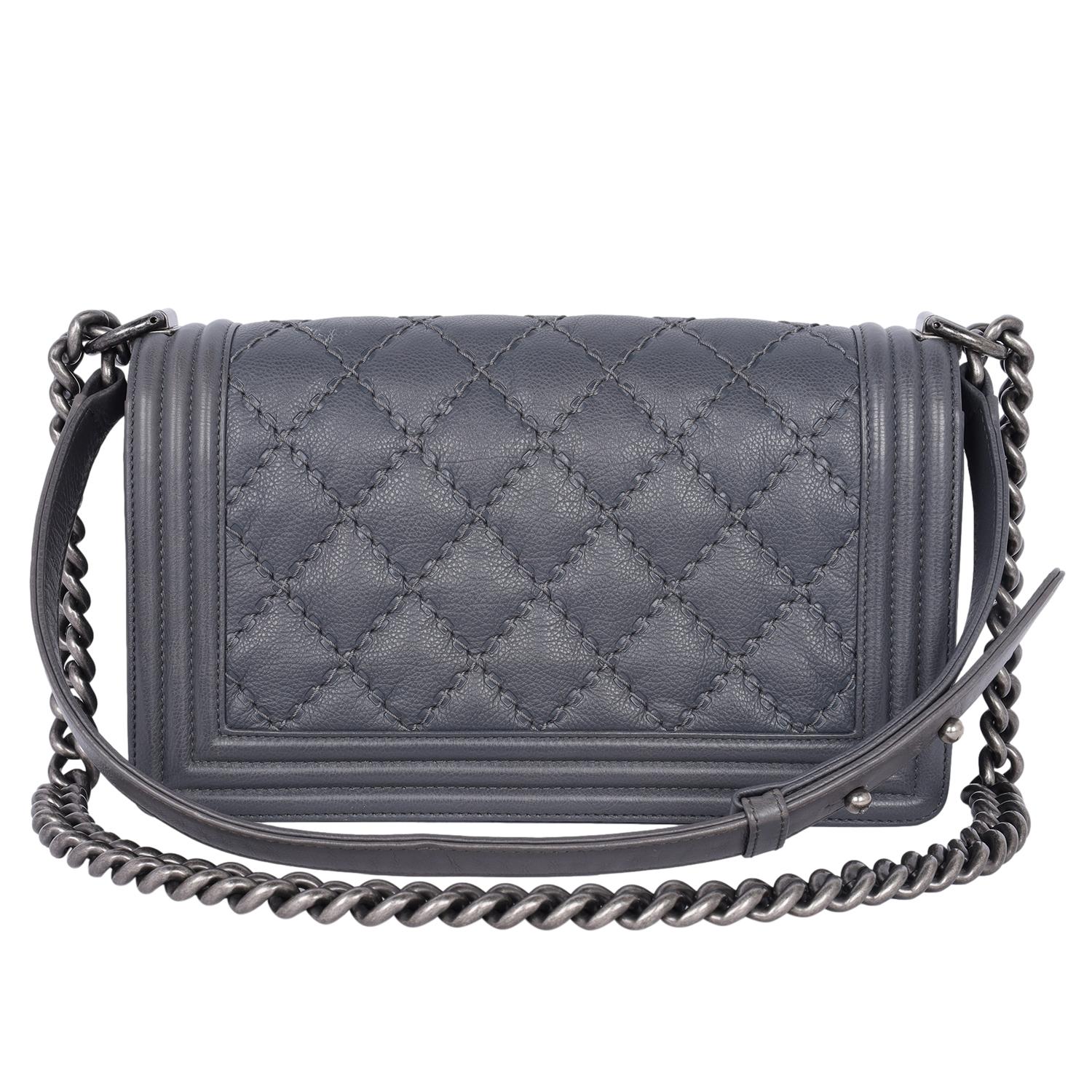Chanel Caviar Leather Quilted Medium Boy Flap Bag Grey 1