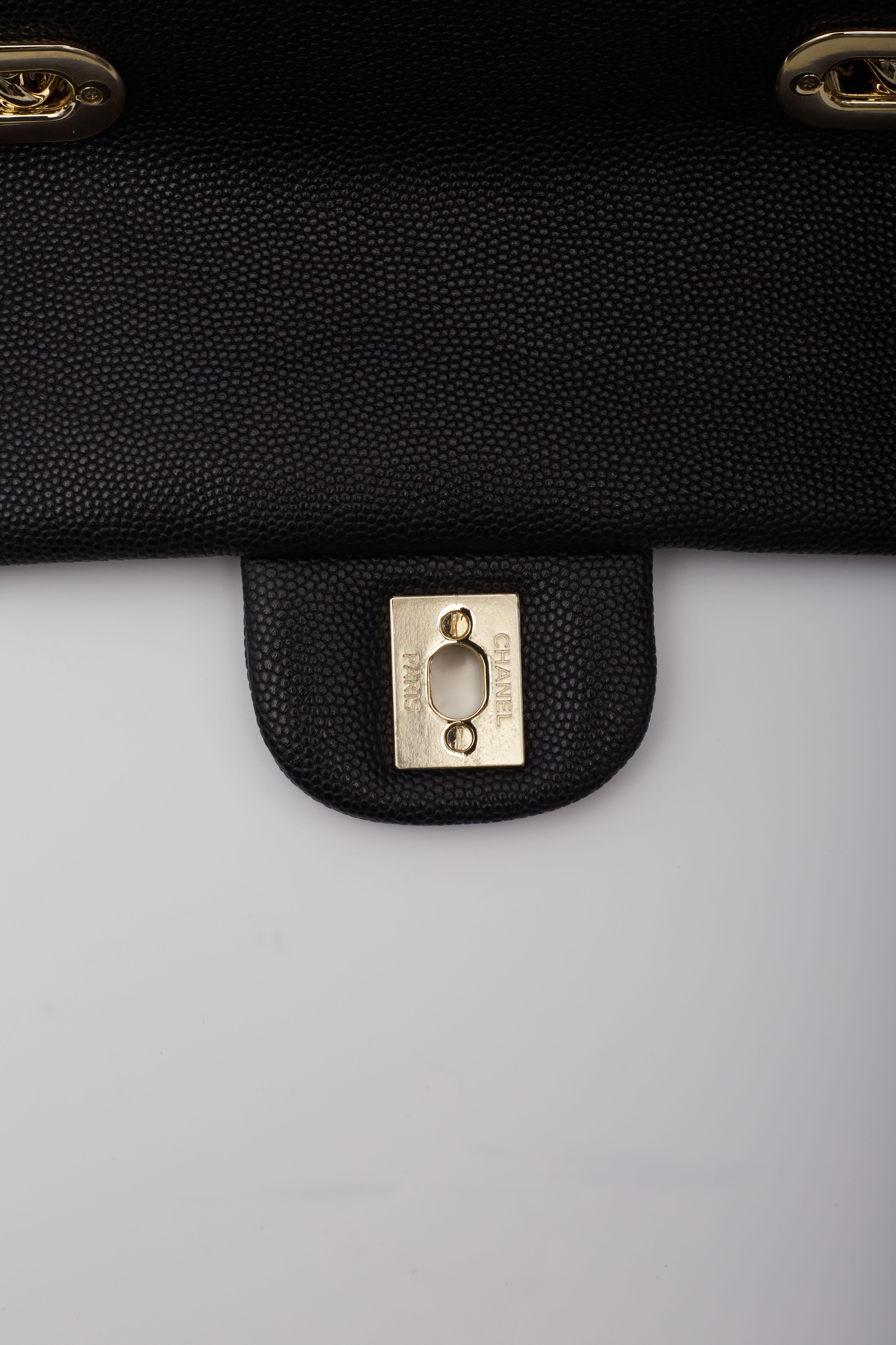Chanel Caviar Quilted Retro Twist Top Handle Flap Black Mini For Sale 8