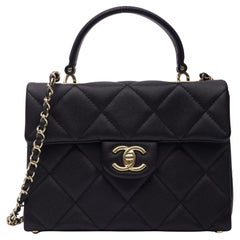 Chanel Caviar Quilted Retro Twist Top Handle Flap Black Mini