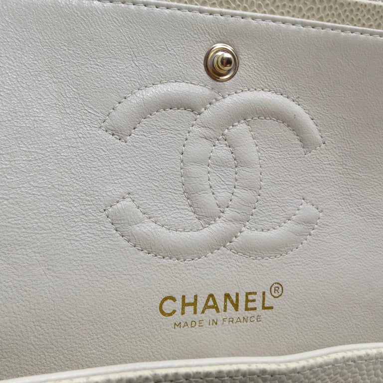 Chanel Caviar Quilted Small Double Flap White For Sale at 1stDibs