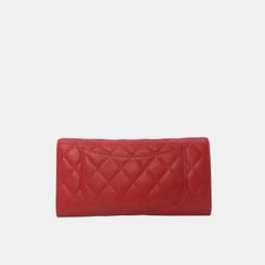 Chanel Caviar Quilted Travel Wallet In  Red Leather Coin Pouch Card Holder