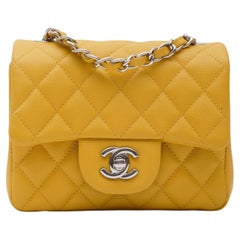 Chanel Caviar Quilted Yellow Square Flap Bag Mini
