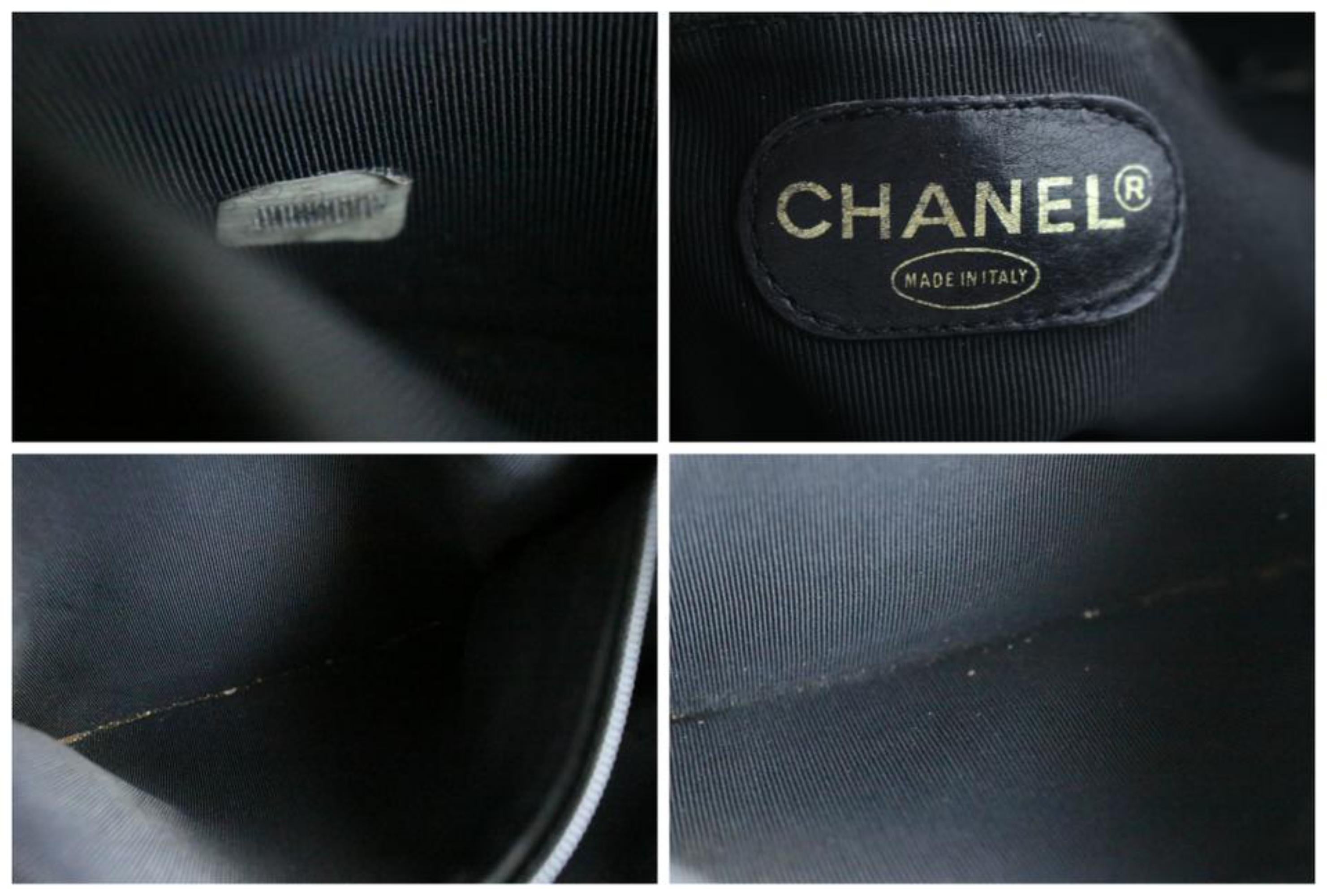 Chanel Caviar Triple Cc Chain Tote 28cr0605 Black Leather Shoulder Bag In Good Condition For Sale In Forest Hills, NY