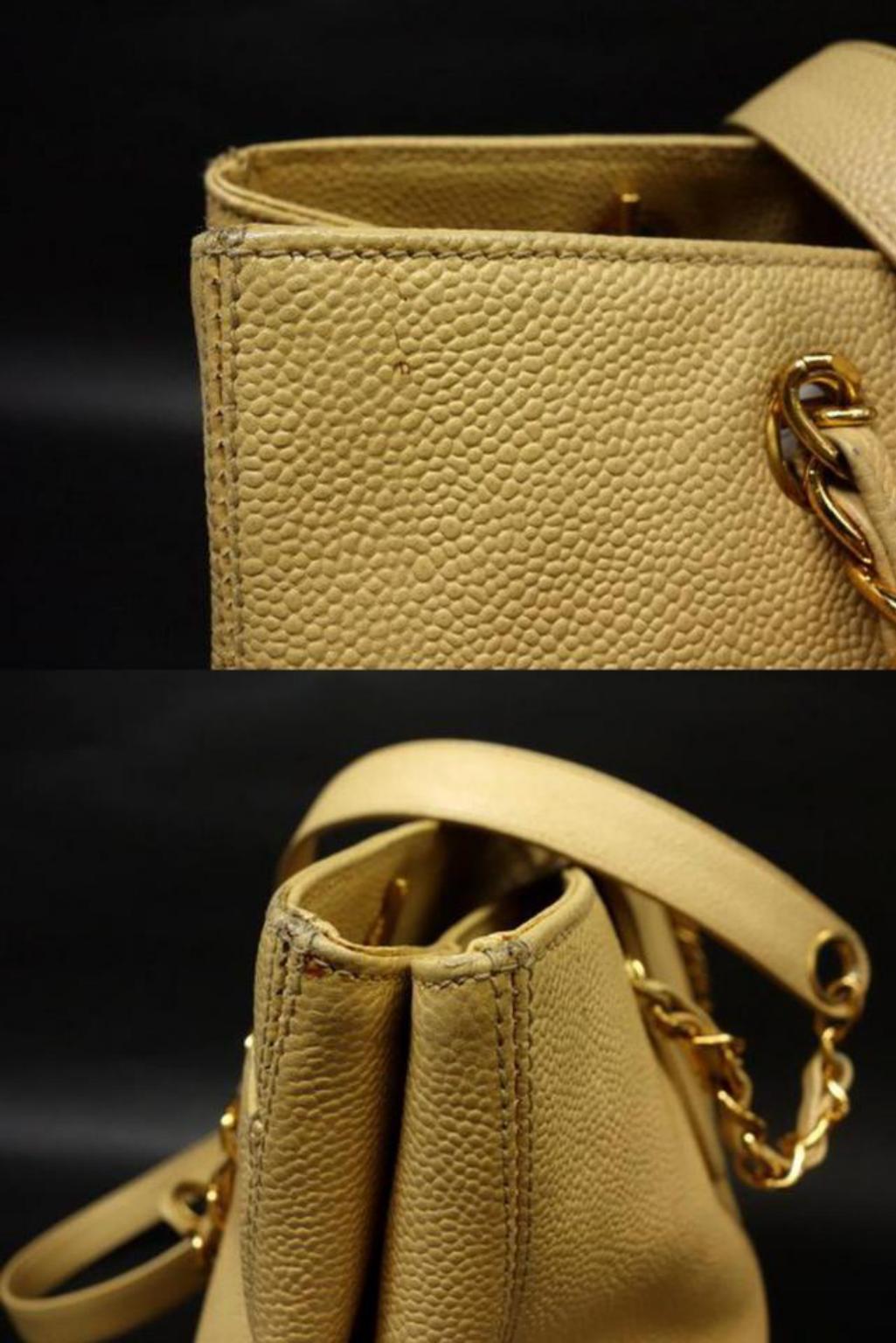 Chanel Caviar Turnlock Tote 224477 Biege Leather Shoulder Bag For Sale 1