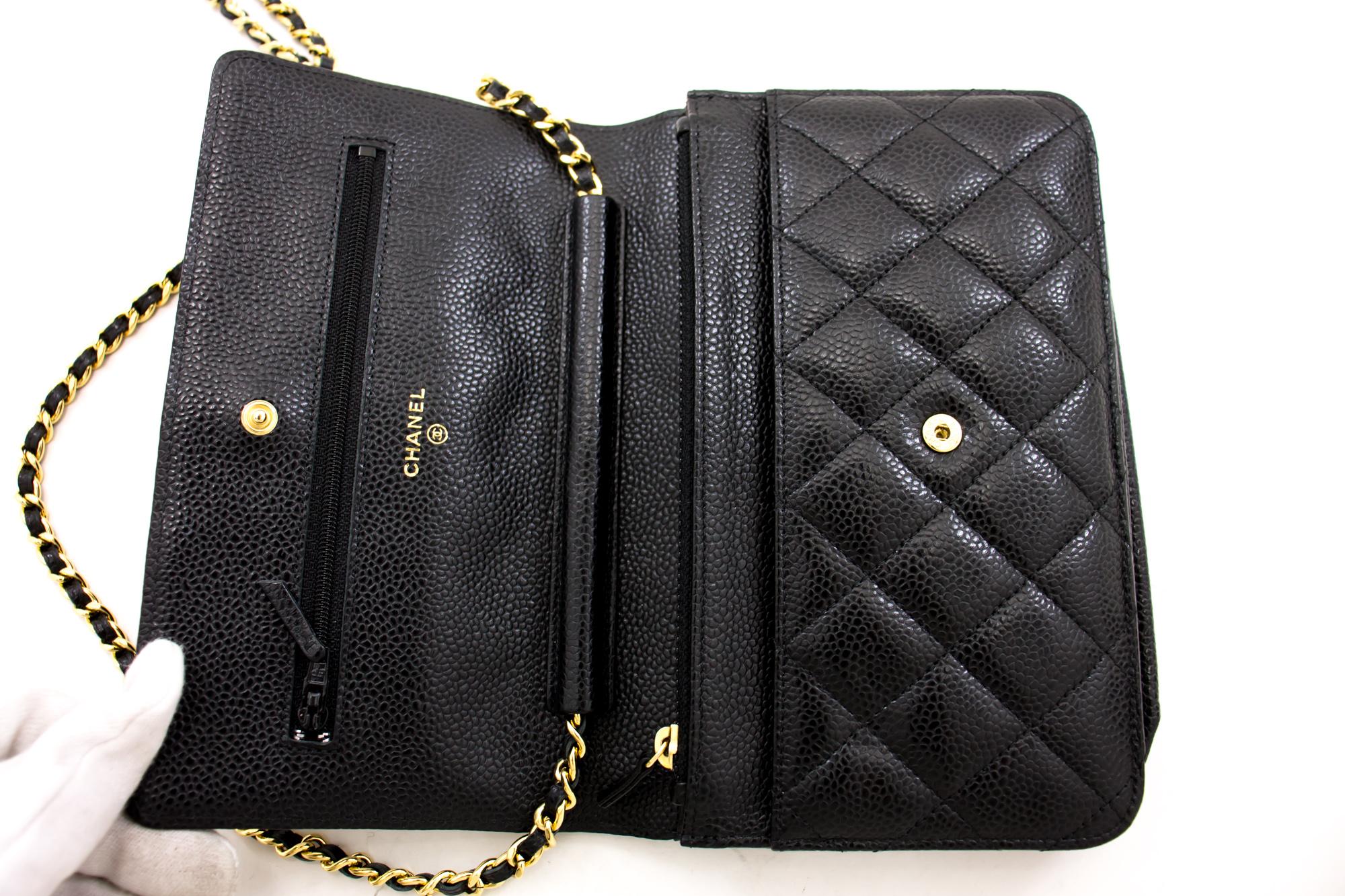 CHANEL Caviar WOC Wallet On Chain Black Shoulder Crossbody Bag 6