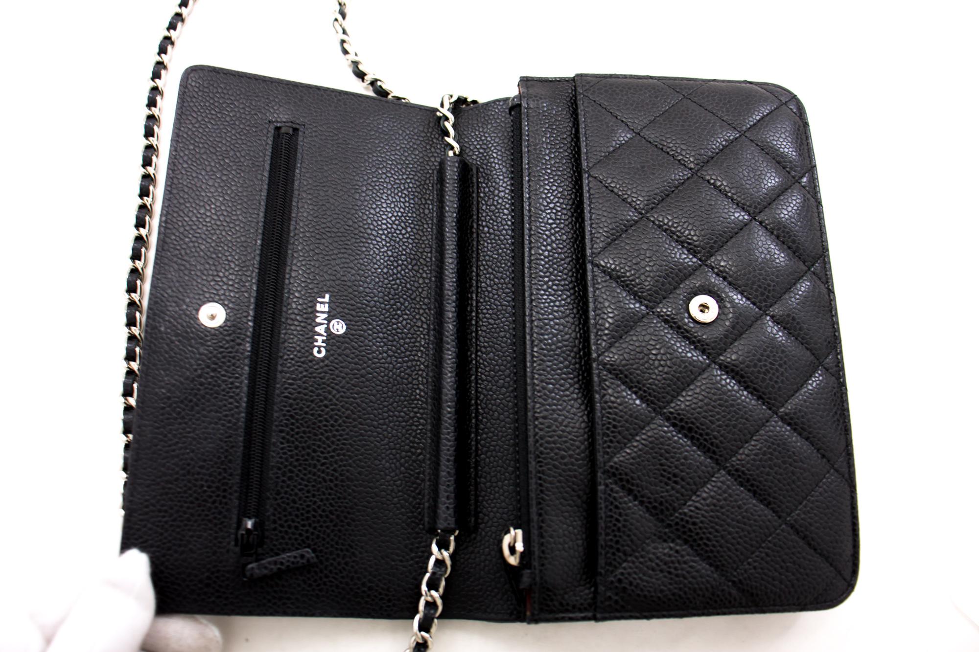 CHANEL Caviar WOC Wallet On Chain Black Shoulder Crossbody Bag 5