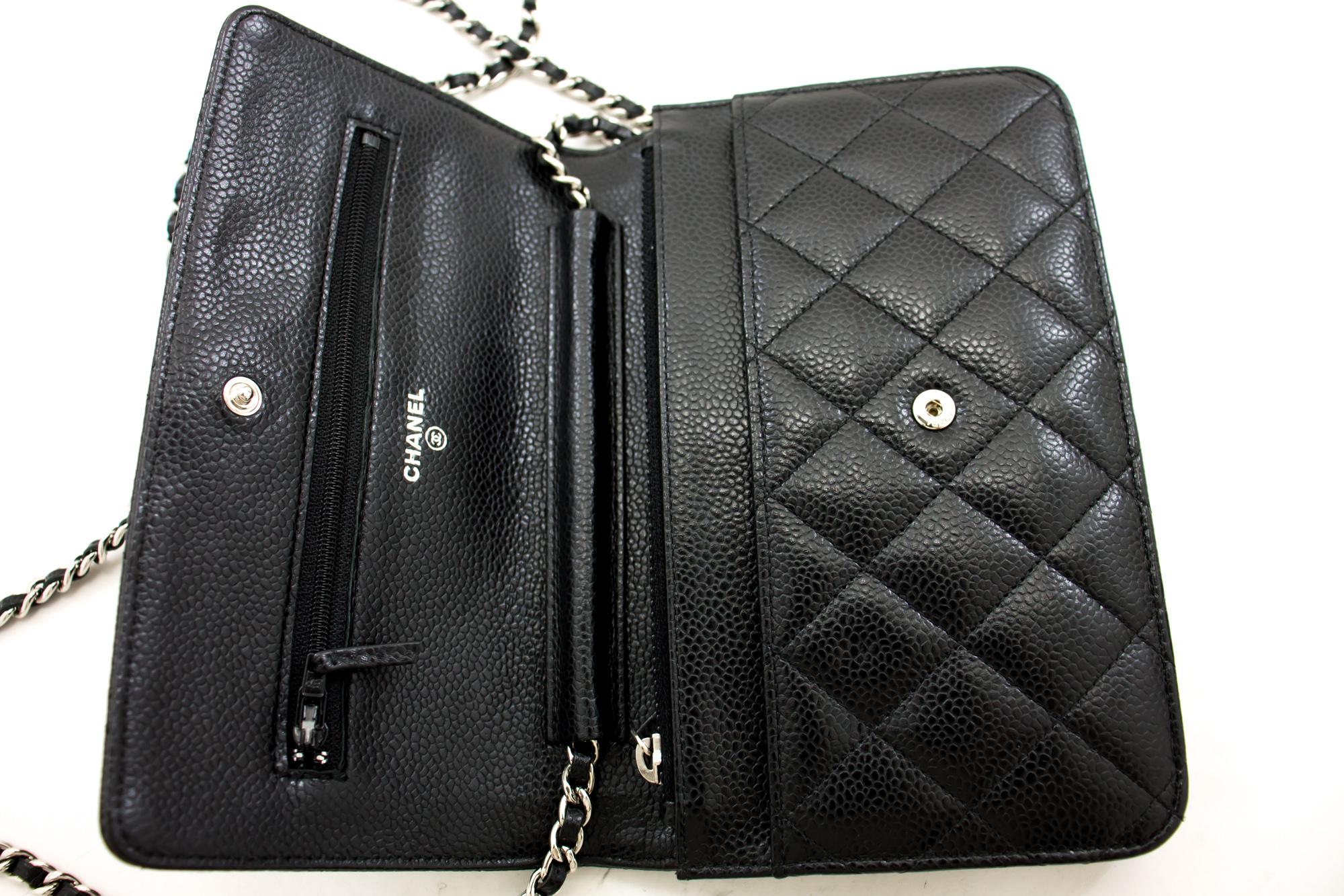 CHANEL Caviar WOC Wallet On Chain Black Shoulder Crossbody Bag 5