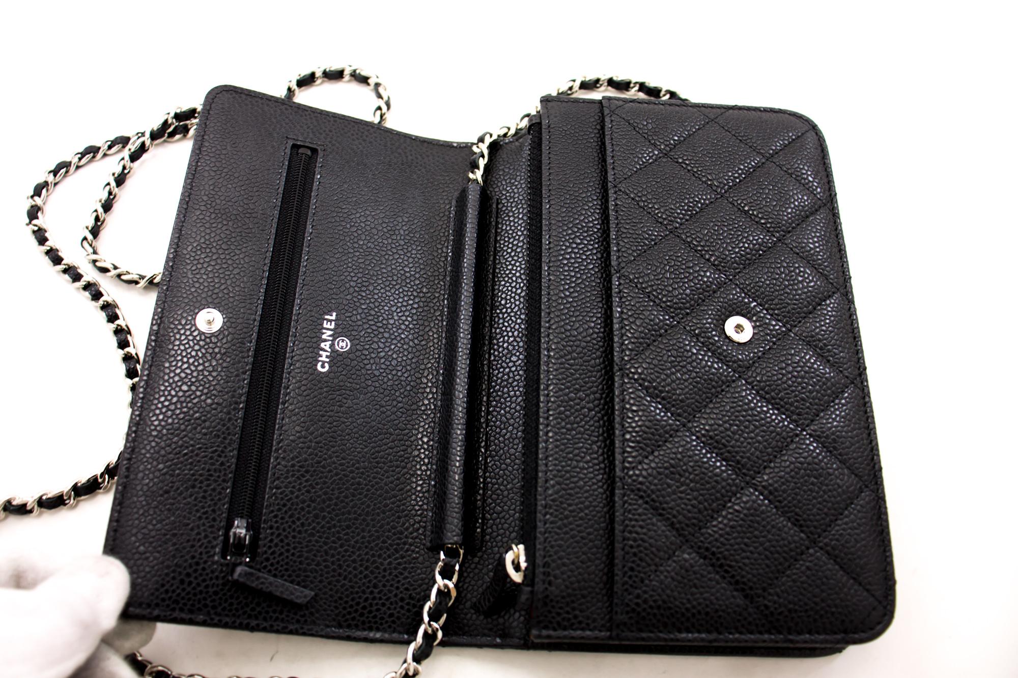 CHANEL Caviale WOC Portafoglio a catena Borsa a tracolla nera 6