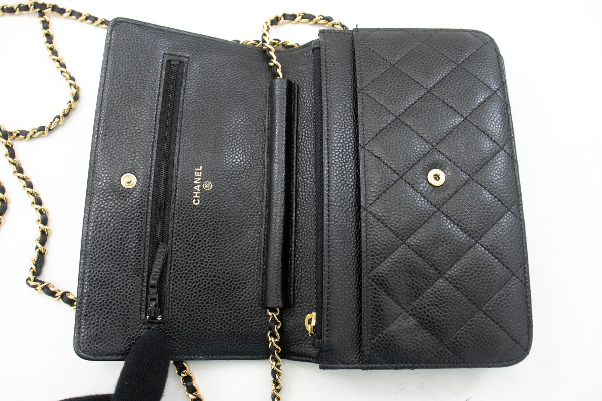 CHANEL Caviar WOC Wallet On Chain Black Shoulder Crossbody Bag 6