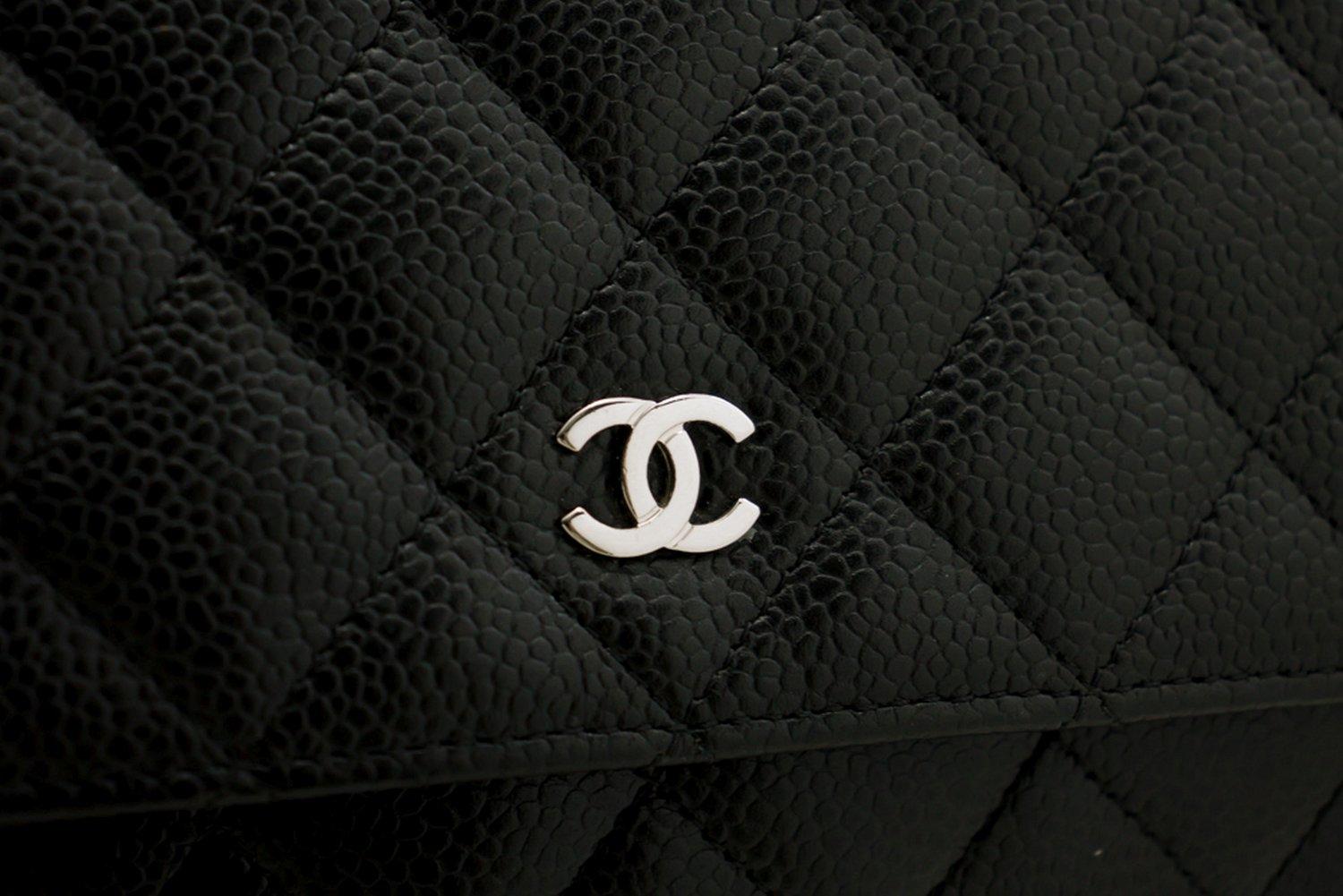 CHANEL Caviar WOC Wallet On Chain Black Shoulder Crossbody Bag 7