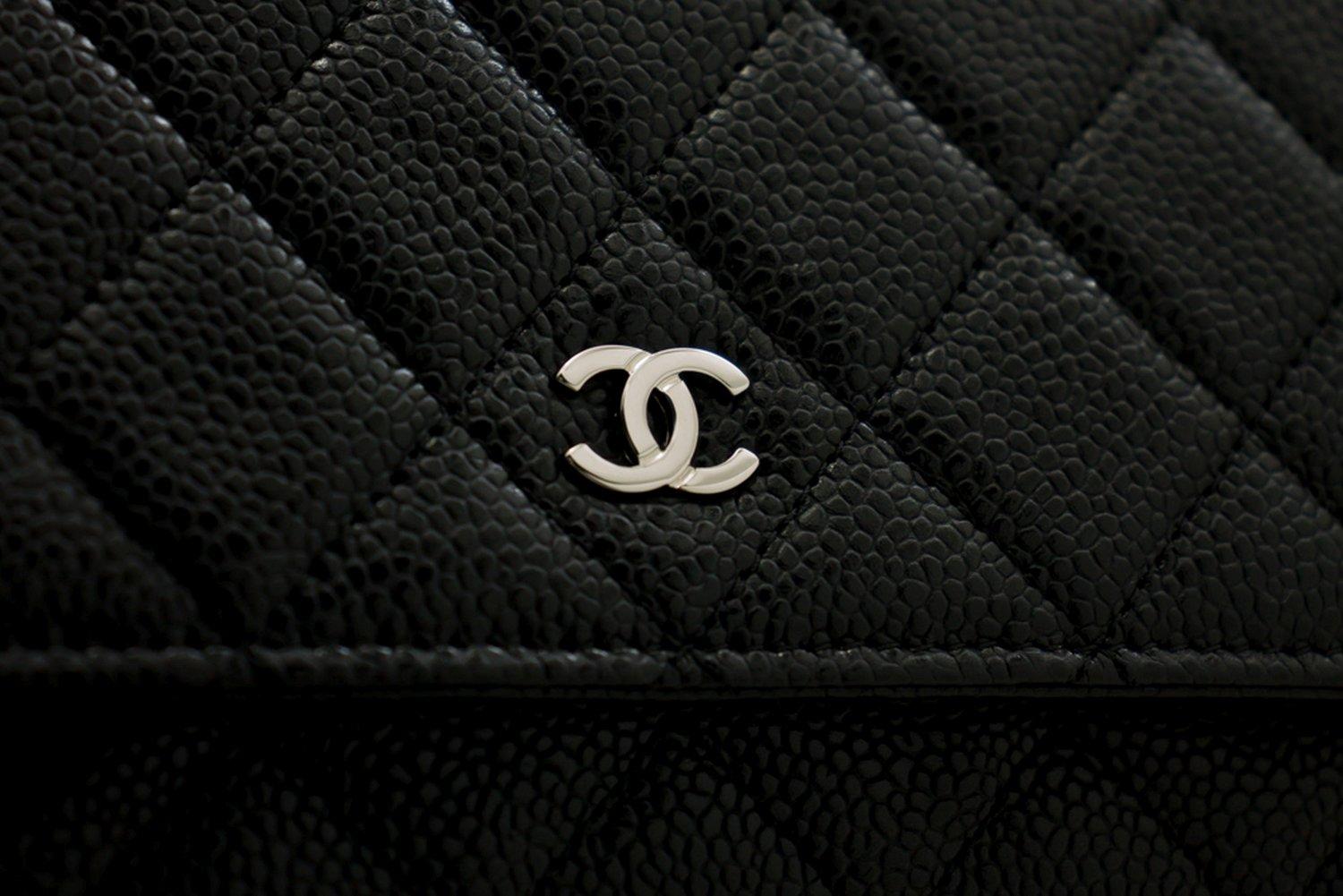 CHANEL Caviale WOC Portafoglio a catena Borsa a tracolla nera 7