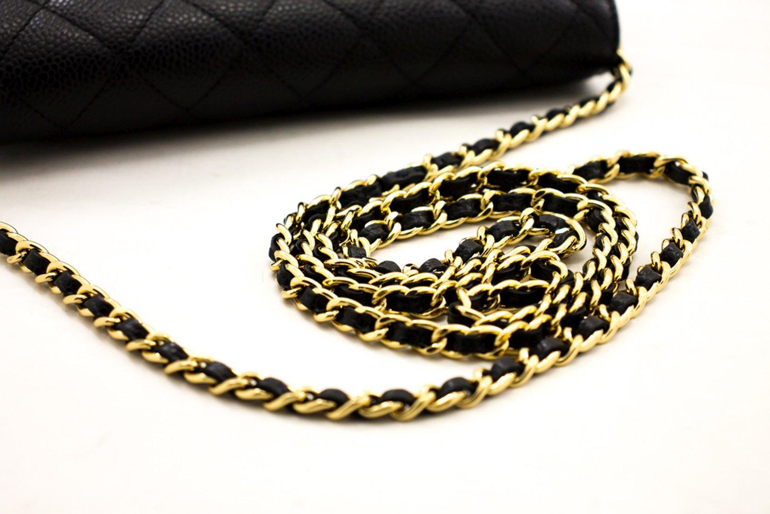 CHANEL Caviar WOC Wallet On Chain Black Shoulder Crossbody Bag 6