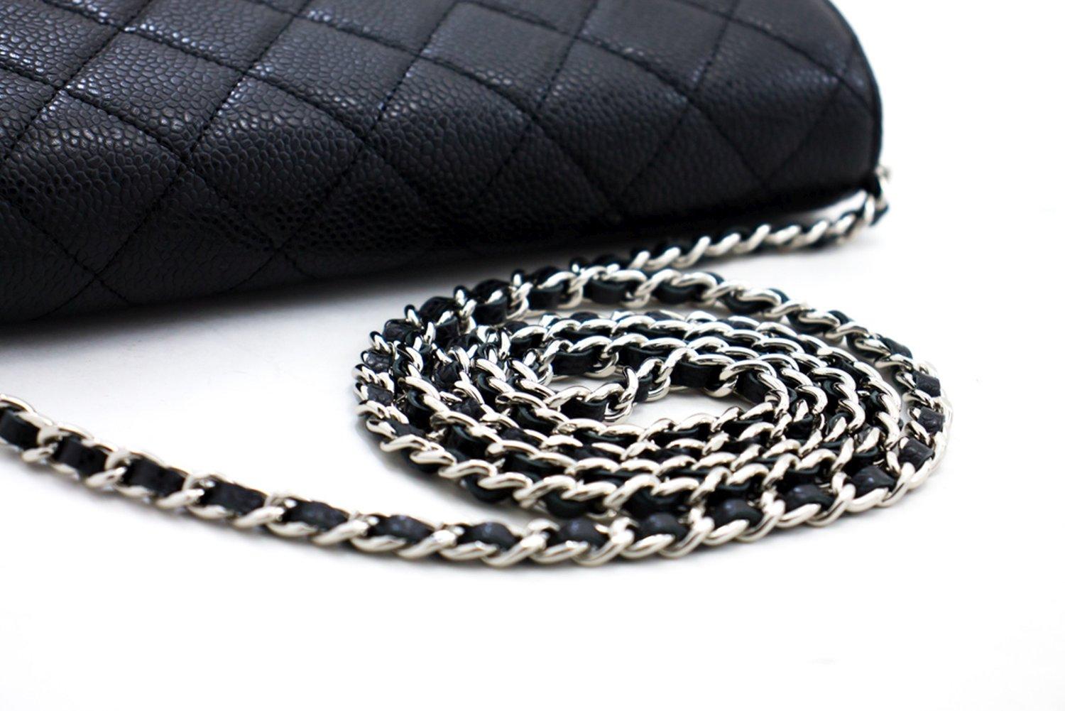 CHANEL Caviale WOC Portafoglio a catena Borsa a tracolla nera 8