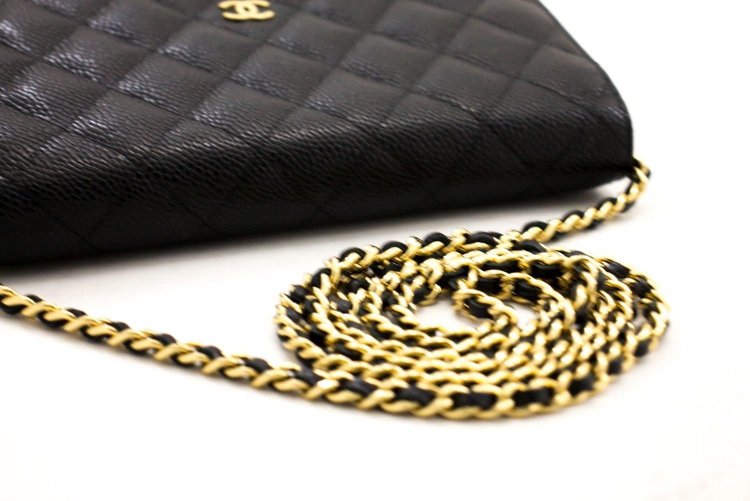 CHANEL Caviar WOC Wallet On Chain Black Shoulder Crossbody Bag 9