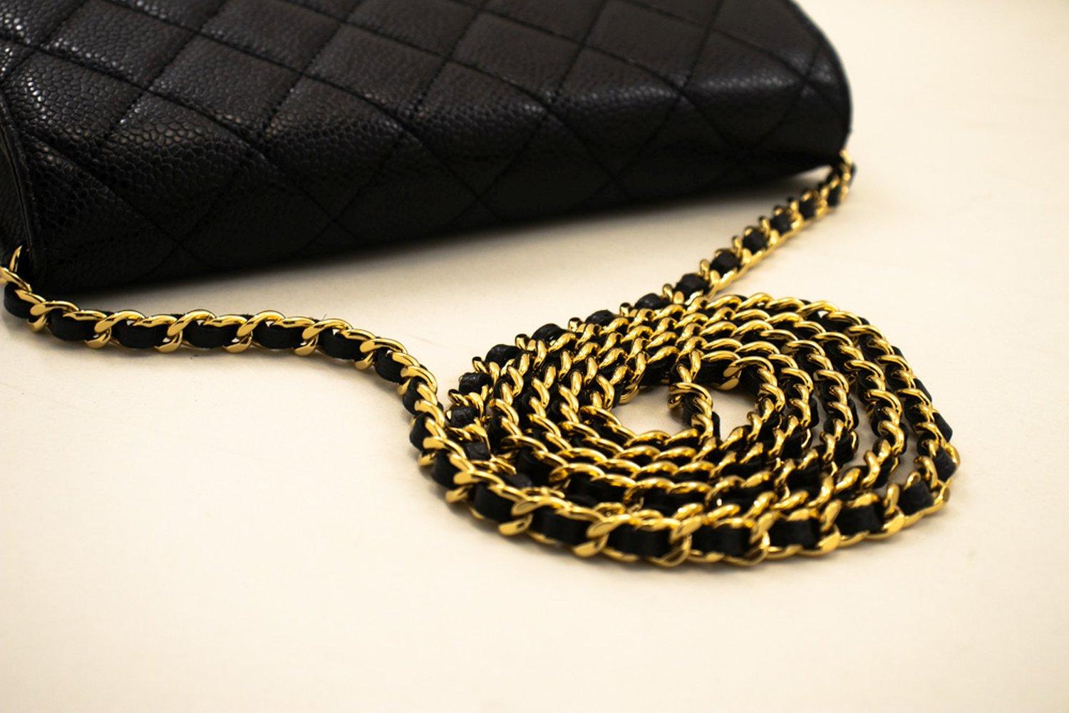 CHANEL Caviar WOC Wallet On Chain Black Shoulder Crossbody Bag 9