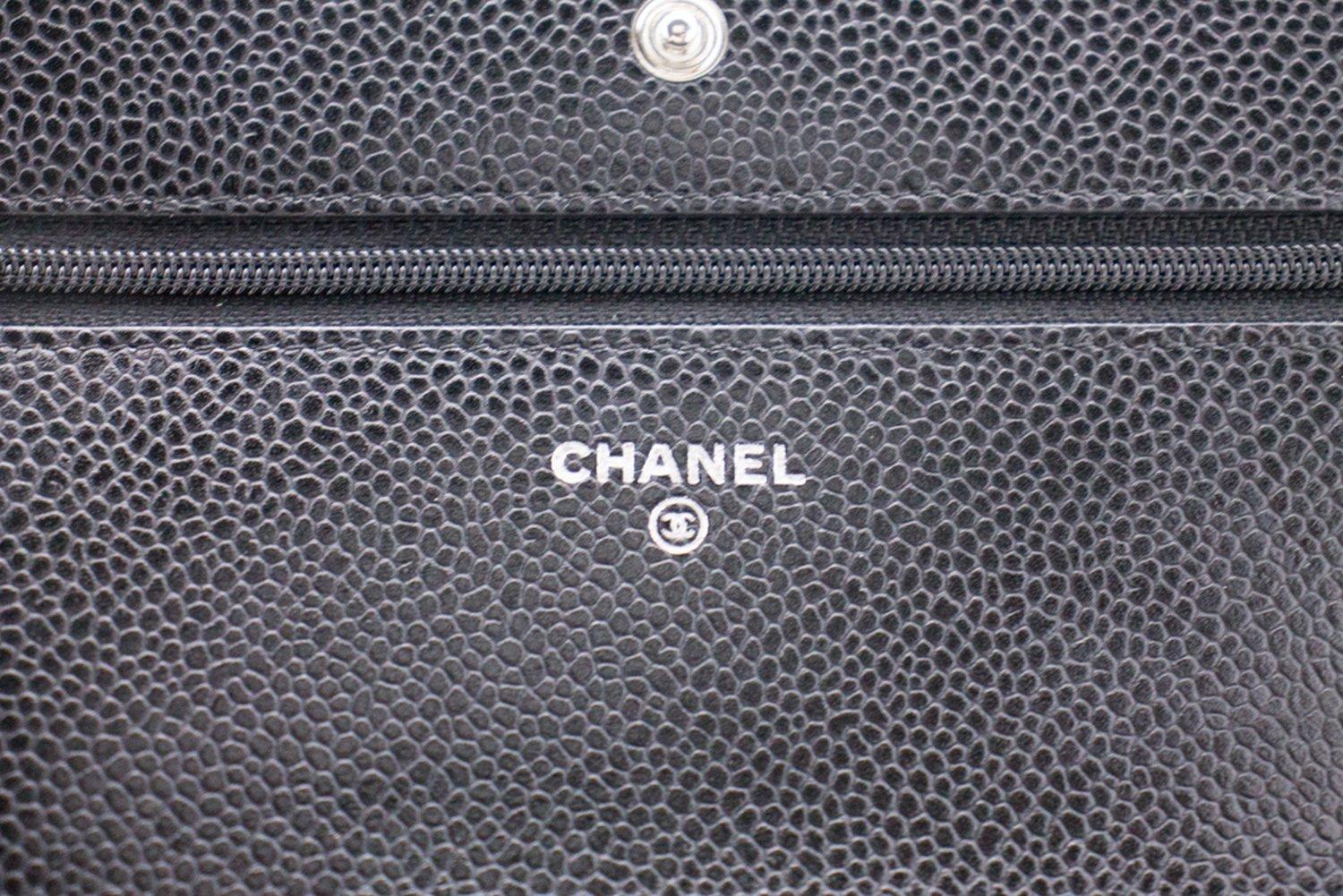 CHANEL Caviale WOC Portafoglio a catena Borsa a tracolla nera 9